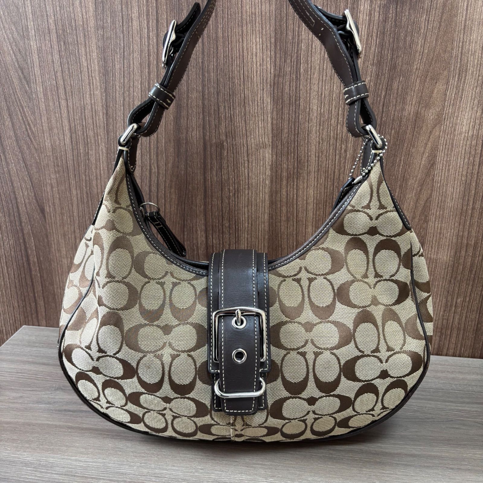 COAOH コーチ バック ワンショルダーバック ハンドバック シグネイチャー キャンバス レザー ブラウン ベージュ 6363