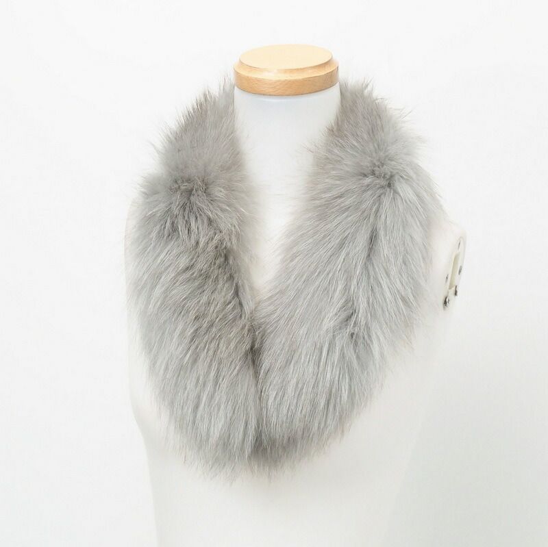 ■美品■SAGA FURS SUPERIOR サガファー フォックスファー マフラー ティペット ストール ショール 毛皮 グレー ブランド古着【中古】20230215/GM7682