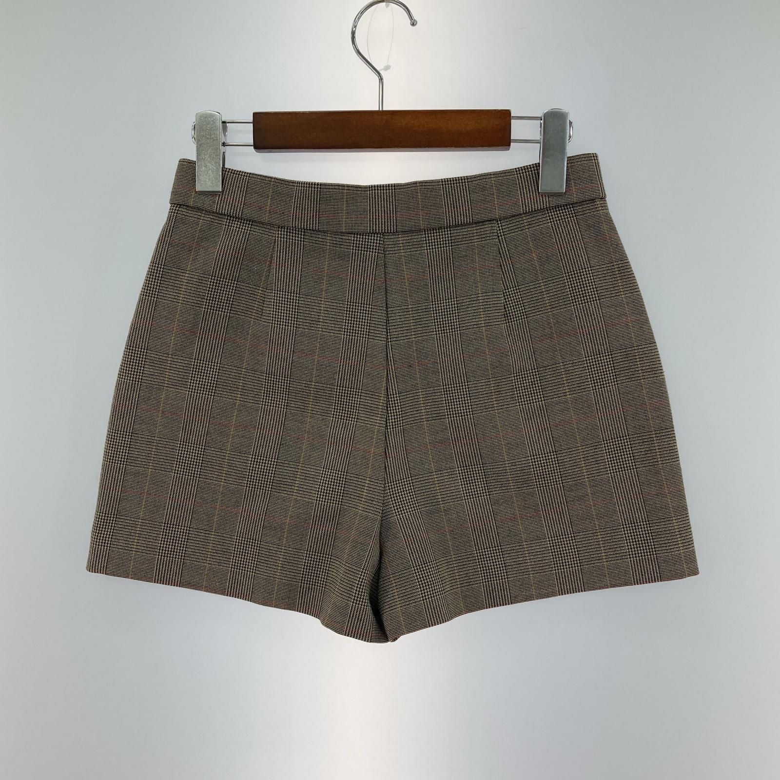 ZARA ザラ チェック柄 スカートライクショートパンツ sizeEUR XS/ブラウン系 - メルカリ