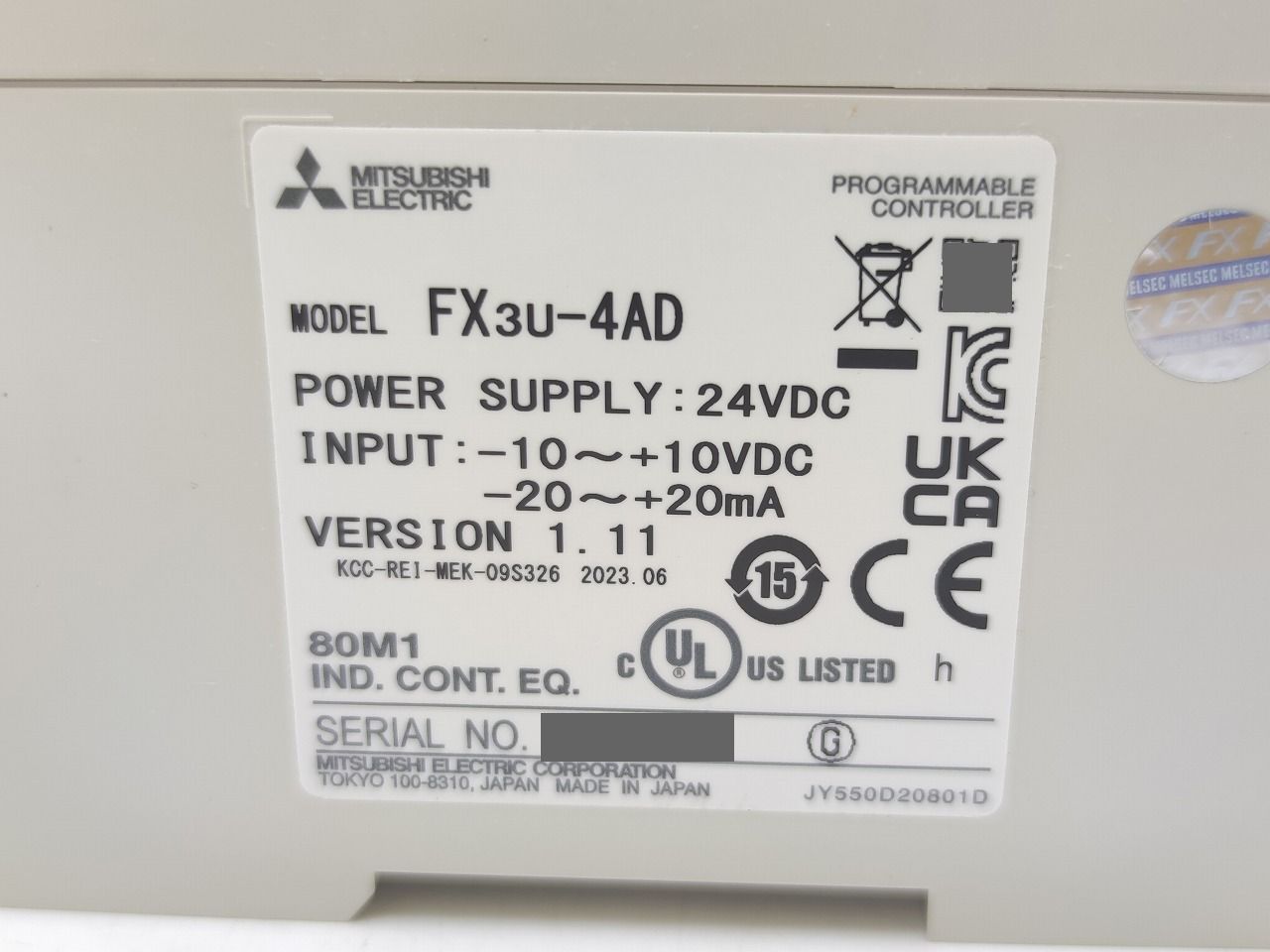 FX-4AD インボイス 明日着】 16時まで当日発送 三菱電機 FX-4AD イン