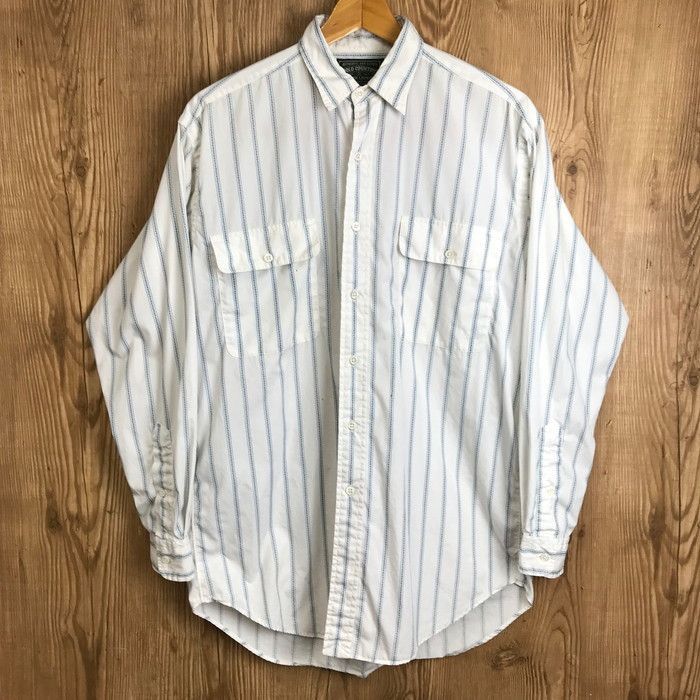 90s POLO COUNTRY ポロ カントリー ストライプ柄 長袖シャツ サイズ メンズ S 90年代 古着 s24081080
