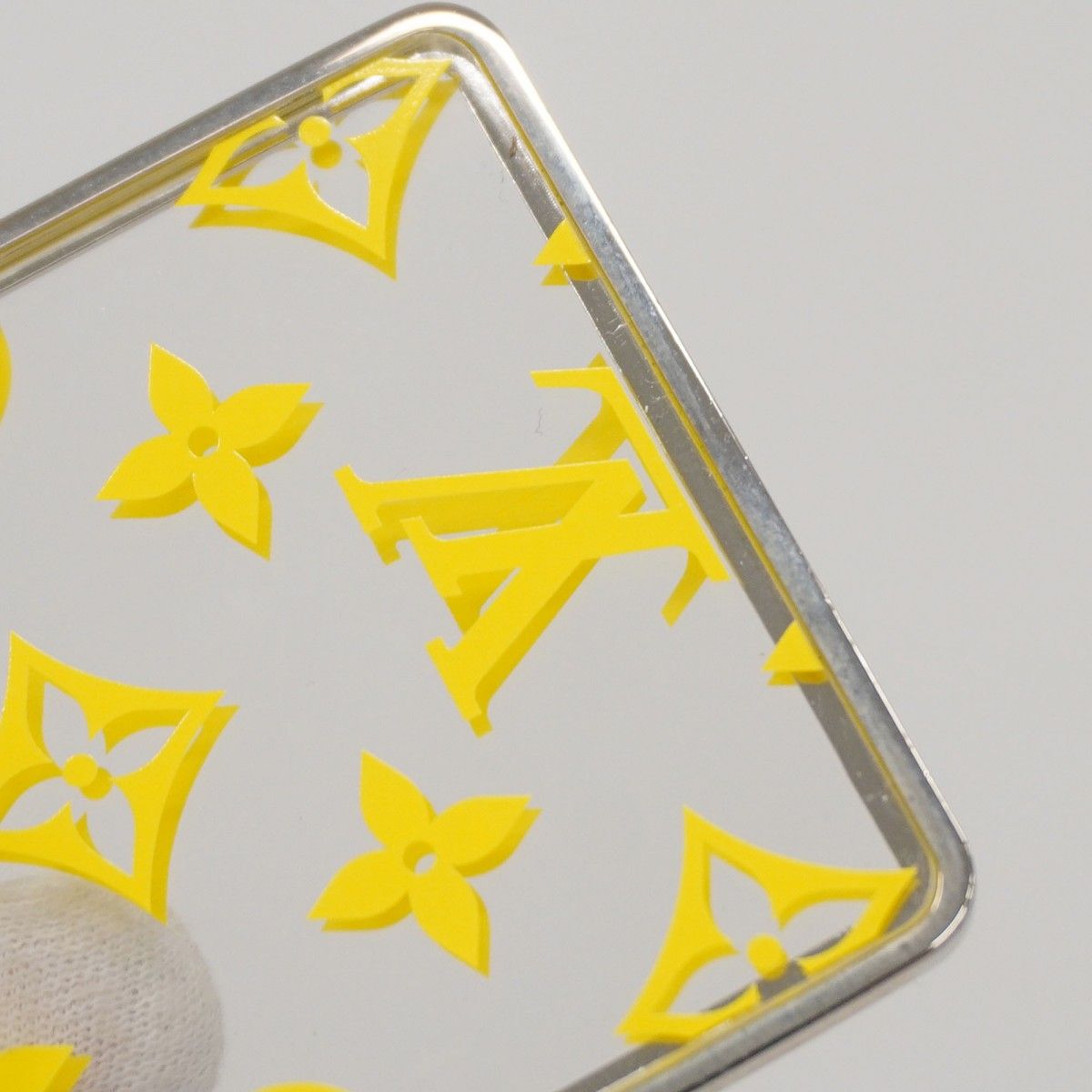  5 mc 2593 ルイヴィトン キーホルダー モノグラム ポルトクレ LVプリズムID M 00344 イエロー シルバー クリア メンズ キーホルダー キーリング 小物