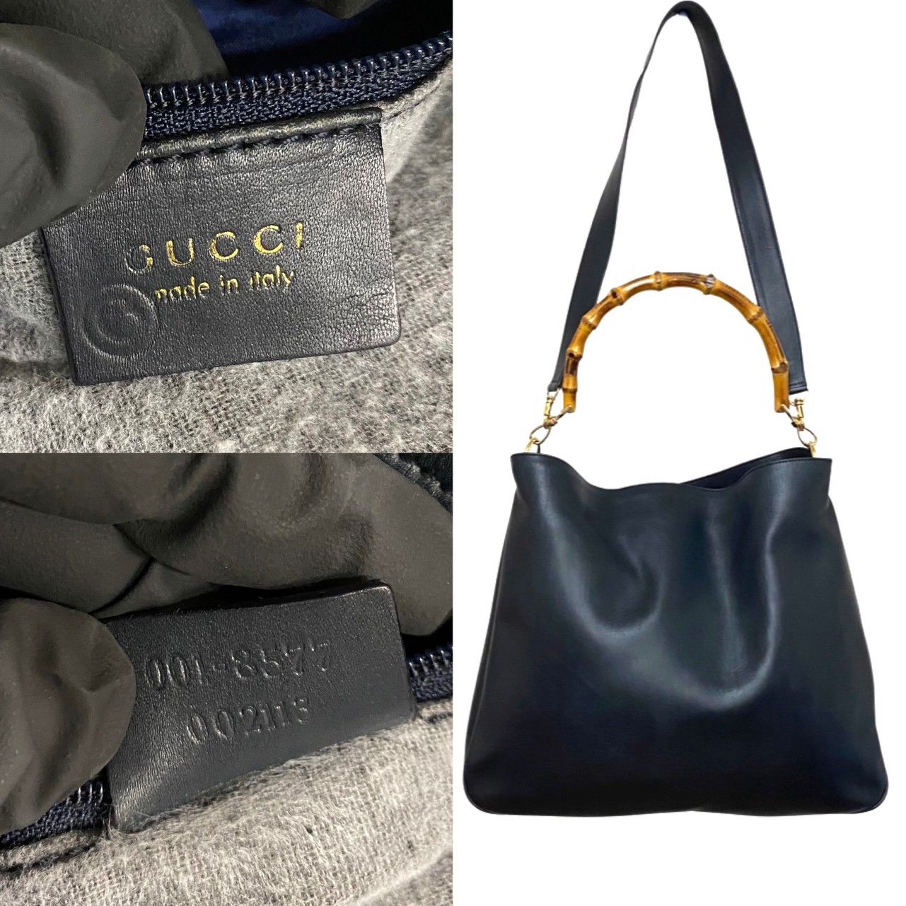 極美品 GUCCI グッチ オールドグッチ ヴィンテージ バンブー レザー 本革 2way ハンドバッグ ミニ トートバッグ ショルダーバッグ 紺  63628 - メルカリ