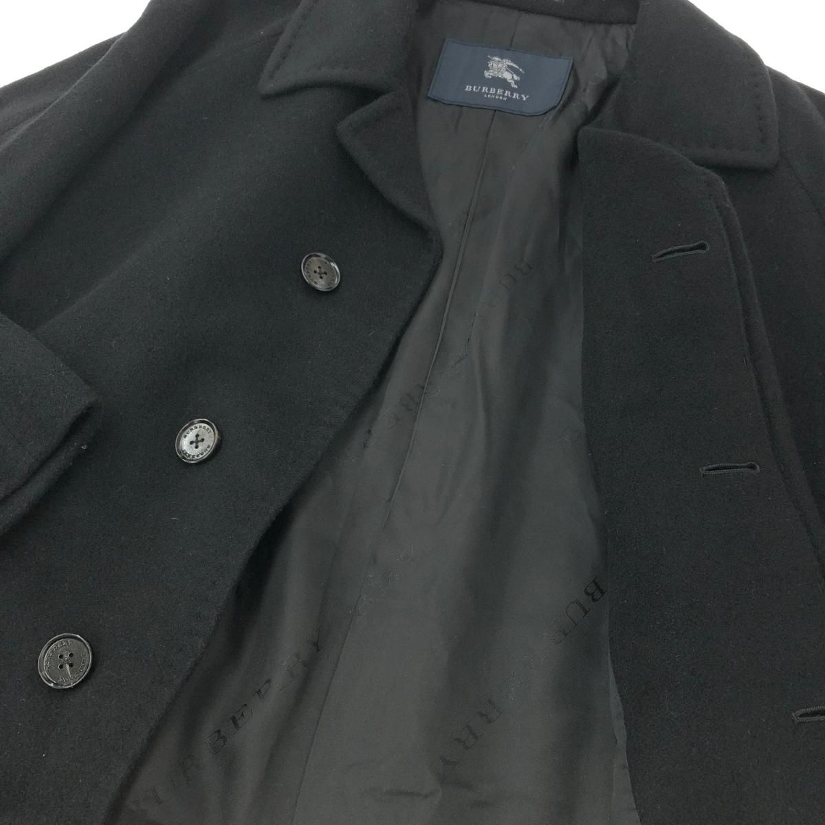 バーバリー　ロンドン　コート 黒　カシミヤ ウール バーバリーロンドン黒 ウールカシミヤコート BURBERRY バーバリー