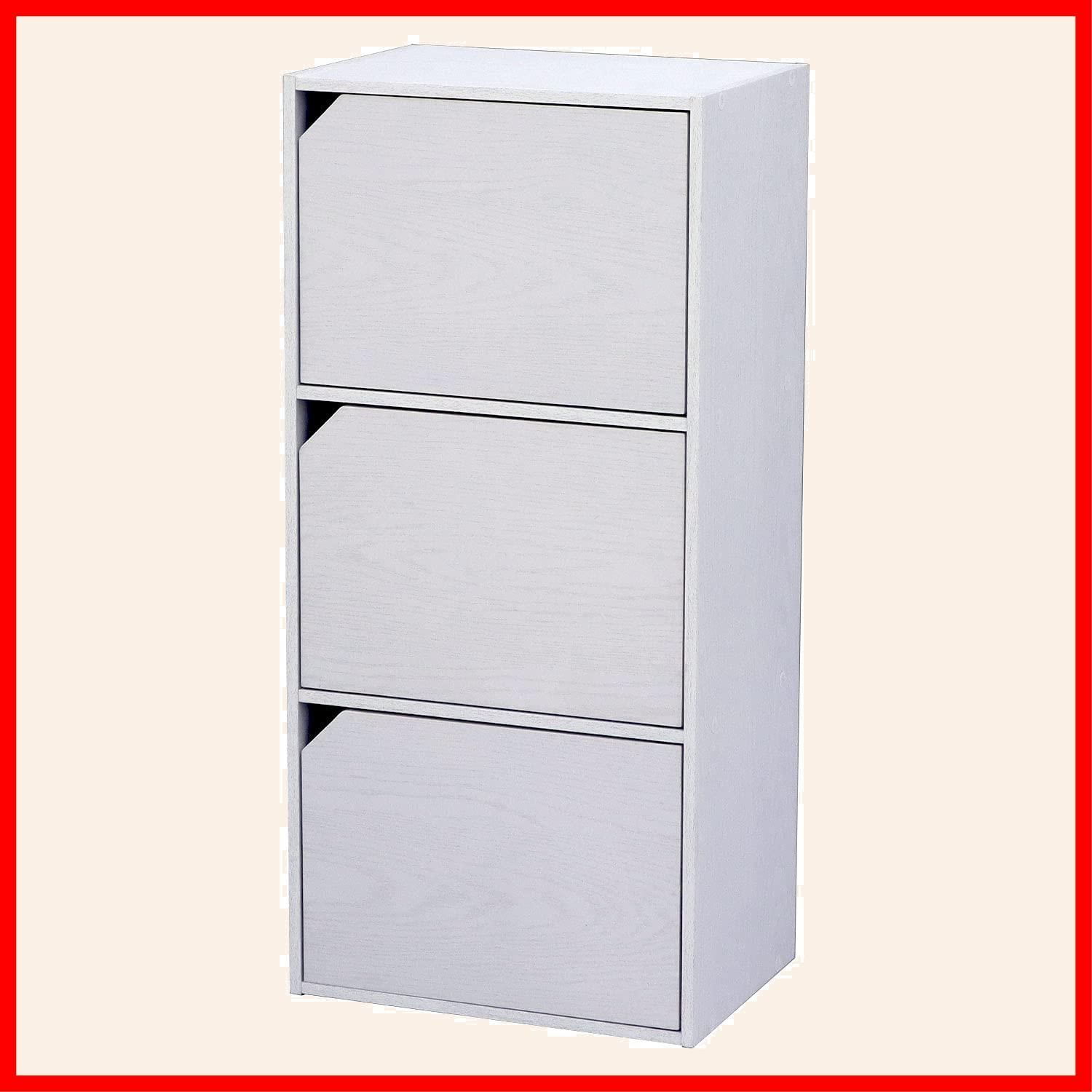 【在庫処分】エイアイテック(AITECH)ドア付きカラーボックス3段 ホワイト CO-16 WH