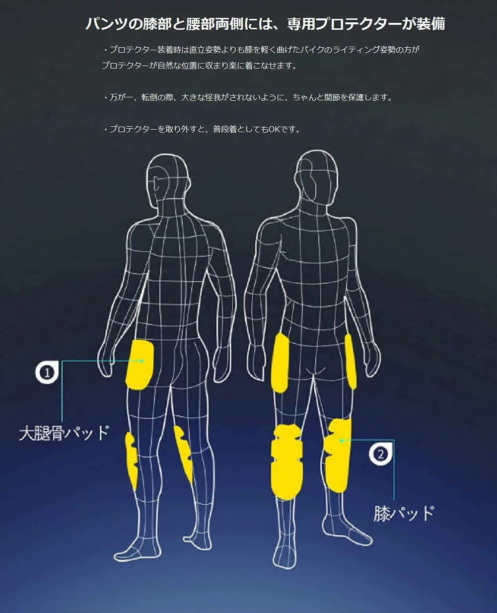 耐久耐磨 プロテクター付き