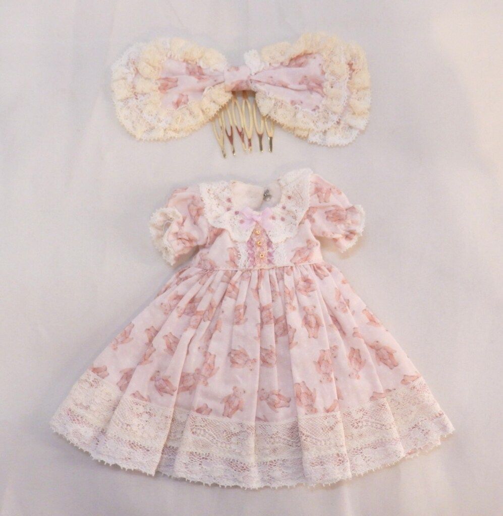 13cmくまのぬいぐるみ(ベージュ・青小花柄) ぬいぐるみ Ricot 通販