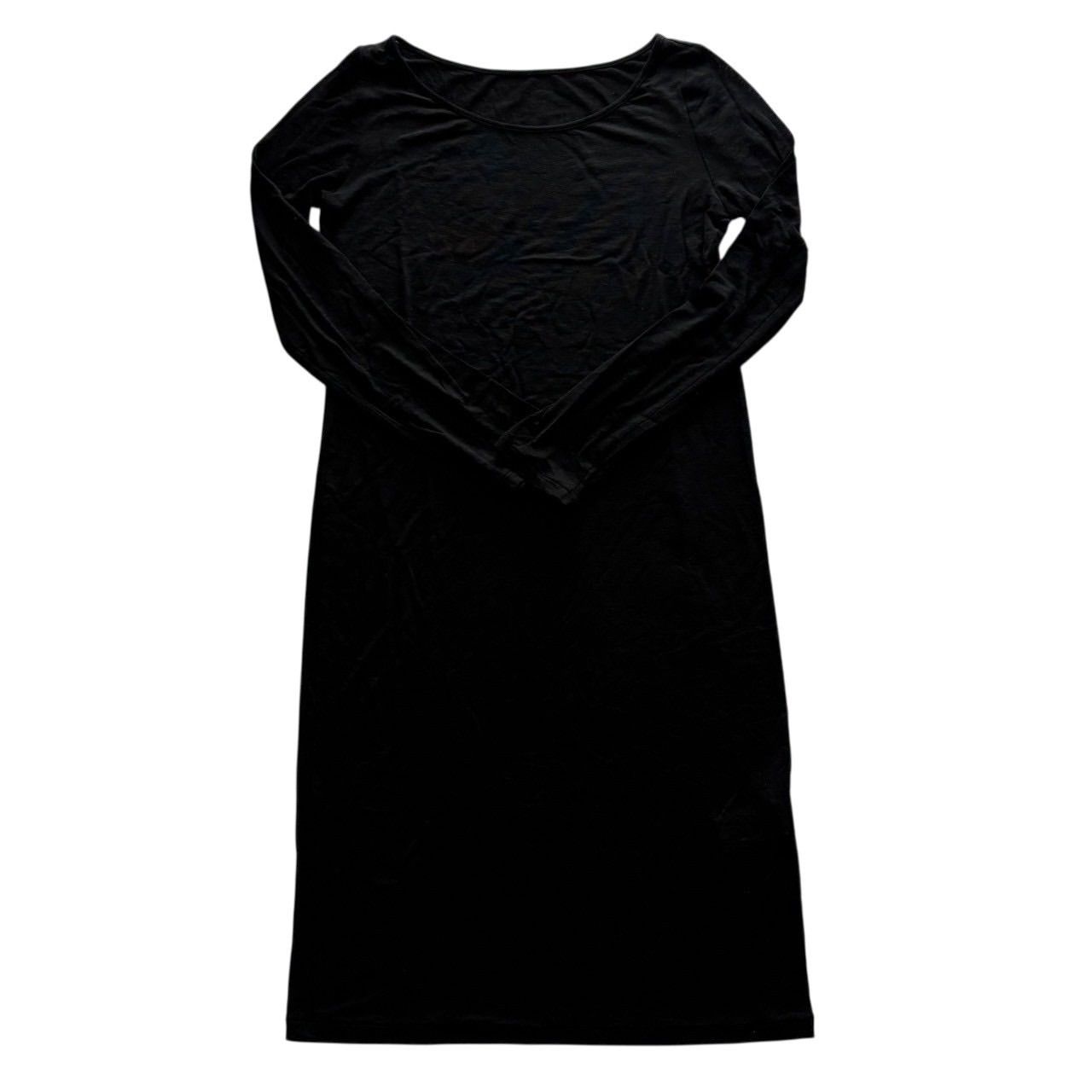 ヨウジヤマモト 長袖ロングシャツ 黒 ブラック 透け感あり ロットロット 2本山 レディース サイズ2 Mサイズ