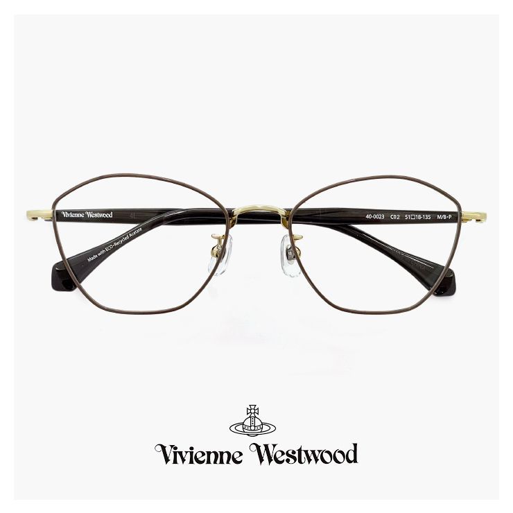 【新品】 ヴィヴィアン ウエストウッド 40-0023 c02 51mm Vivienne Westwood メガネ レディース 眼鏡 女性 40-0023-2 多角形 型 ブラウン ライトゴールド カラー メタル フレーム ダミーレンズ発送 新品】 ヴィヴィアン ウエストウッド 40-0023 c02 51mm Vivienne