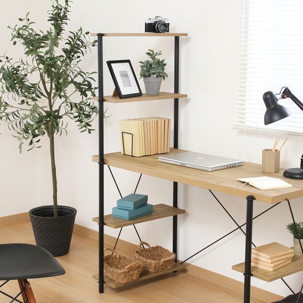 ワイヤーロック片袖デスク OAK NA オークナチュラル 組立品 VIECLAMMALAYSIA_COM