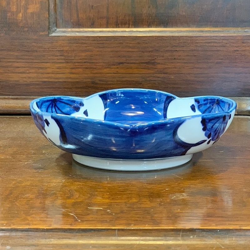 源右衛門窯 古染付梅絵 梅型 鉢 19cm 皿 花型 深皿 和食器