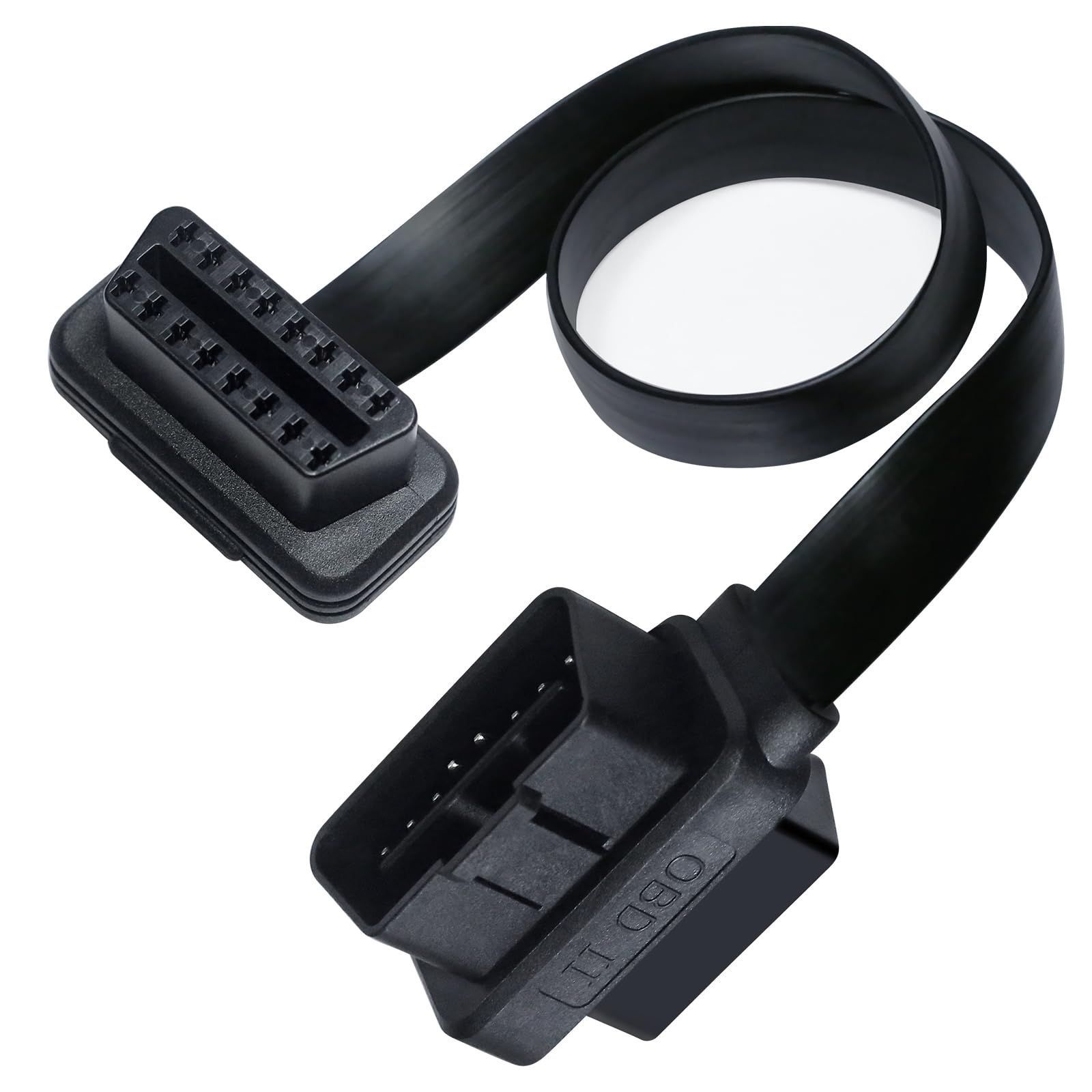 1m DCHAV OBD2 ODB II ケーブル 延長ケーブル フラット 超薄型 16ピン 16コア メスtoオス/メスインタフェースのデザイン (1m)