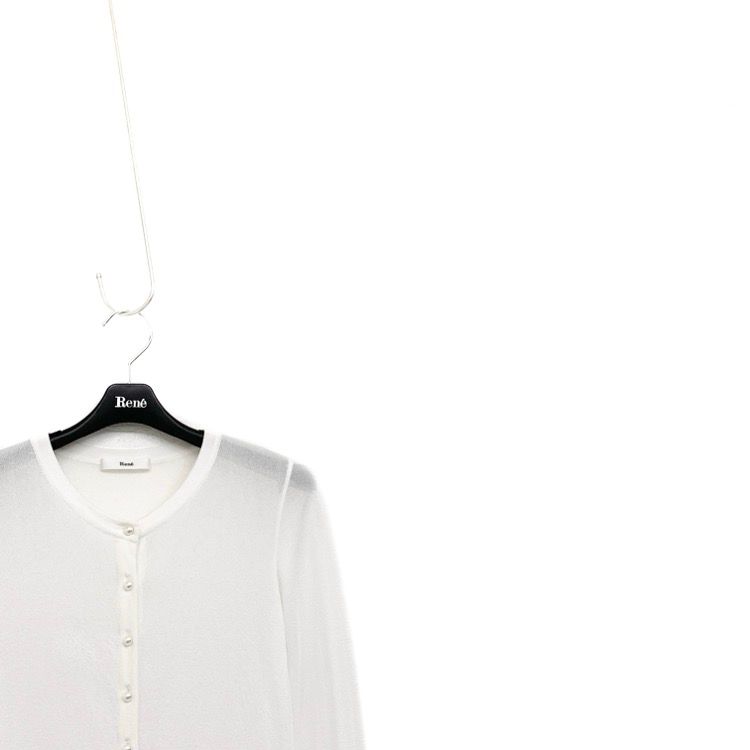 ルネ♡パールボタン　カーディガン Rene ルネ パールボタン カーディガン ホワイト 34 6932740 - メルカリ