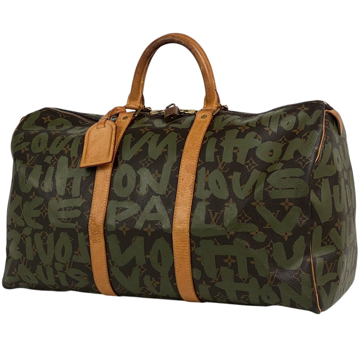 ルイ ヴィトン Louis Vuitton キーポル 50 ハンドバッグ 旅行 ボストンバッグ モノグラムグラフィティ ブラウン カーキ M92196 レディース