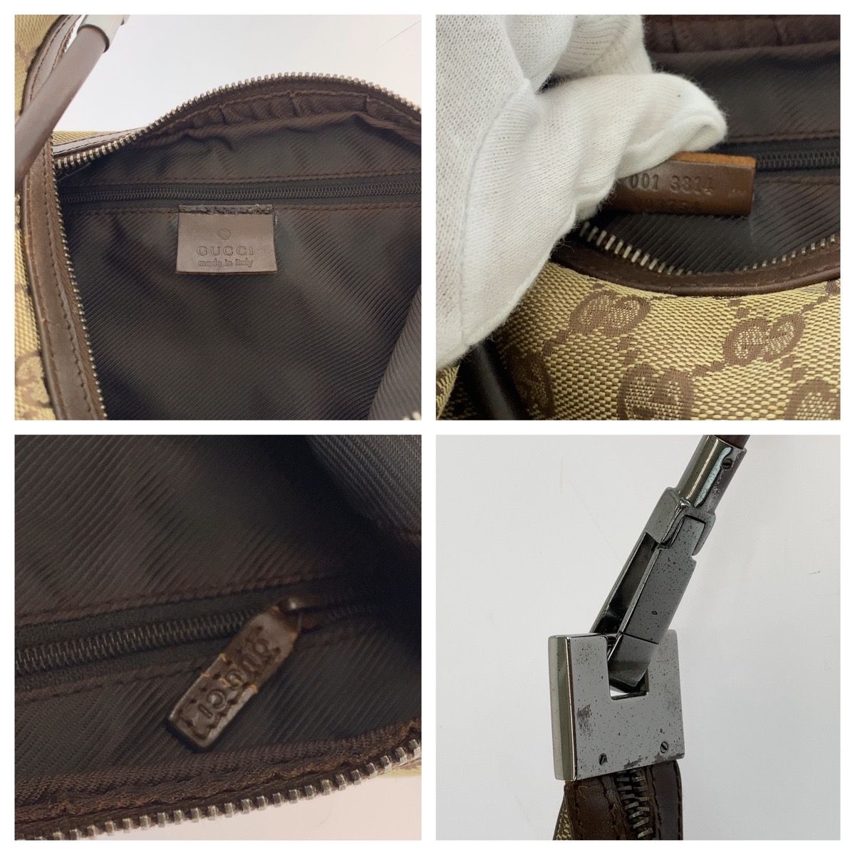 美品】GUCCI GGキャンバス レザー ショルダー シルバー金具 イタリア製 