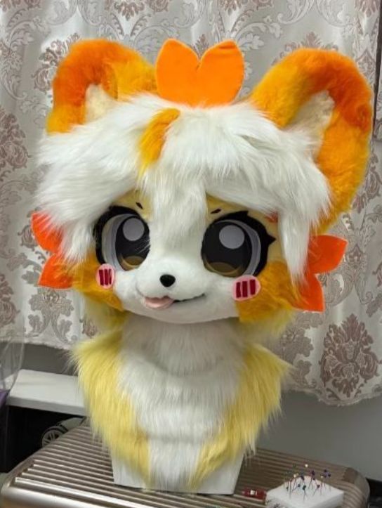着ぐるみヘッド 猫 オレンジ色 全頭ヘッド ケモノ ファースーツ