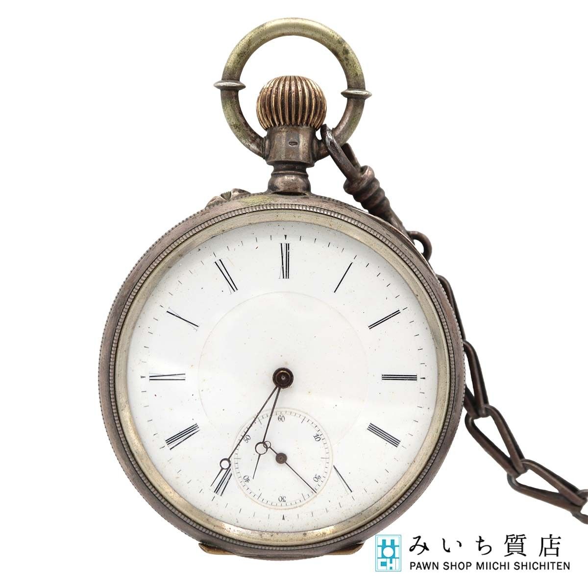 懐中時計 稼働 スモセコ 手巻き シルバー 800 銀 白色文字盤 71