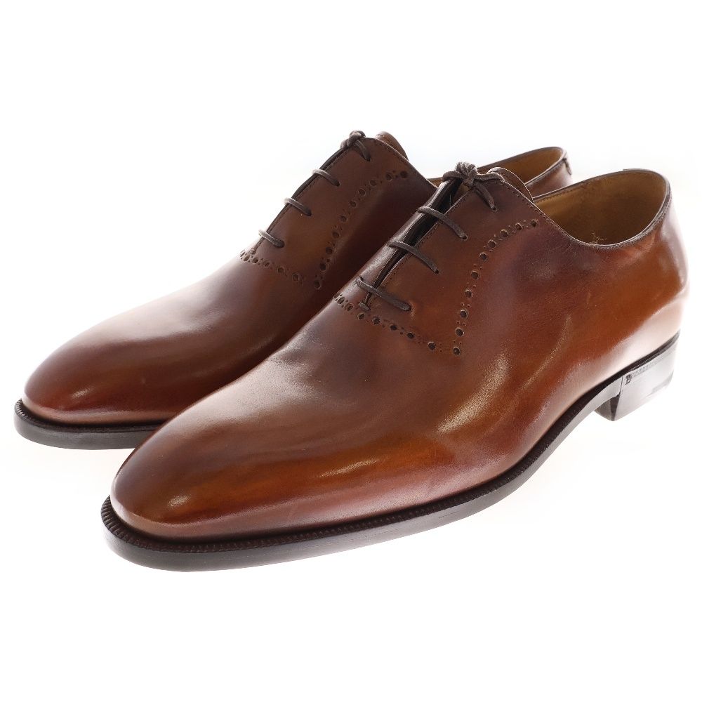 BERLUTI】金具ベルト付 継ぎ目レザー ビジネスシューズ 茶色