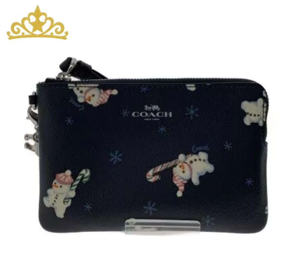 COACH スノーマン ポーチ ネイビー レディース コーチ クラッチバッグ