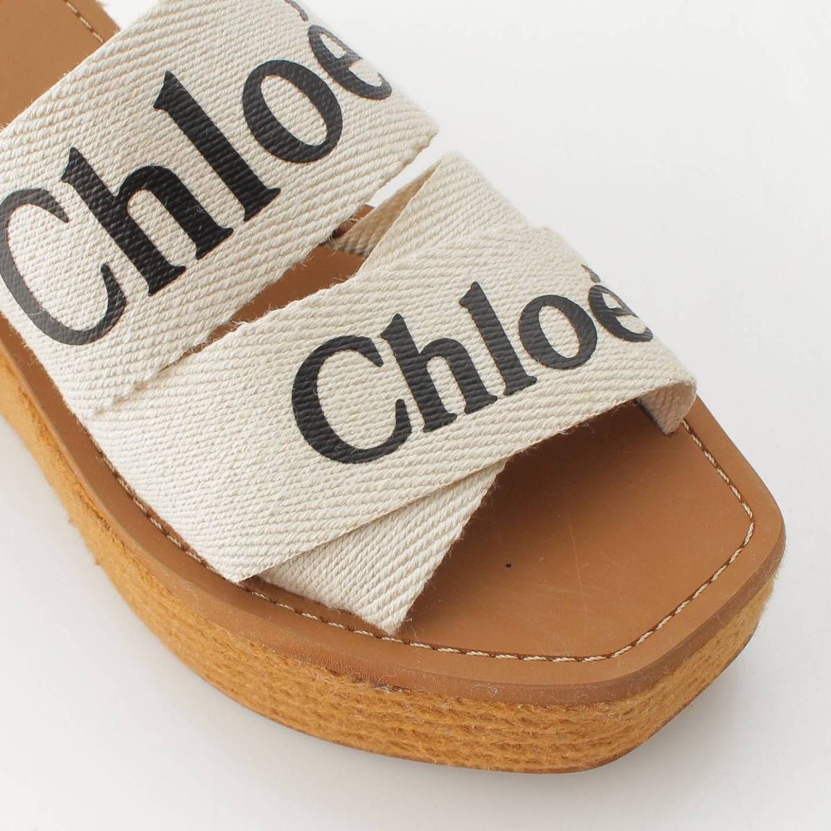 クロエ ウッディ エスパドリーユサンダル 厚底 ウェッジソール ロゴ
