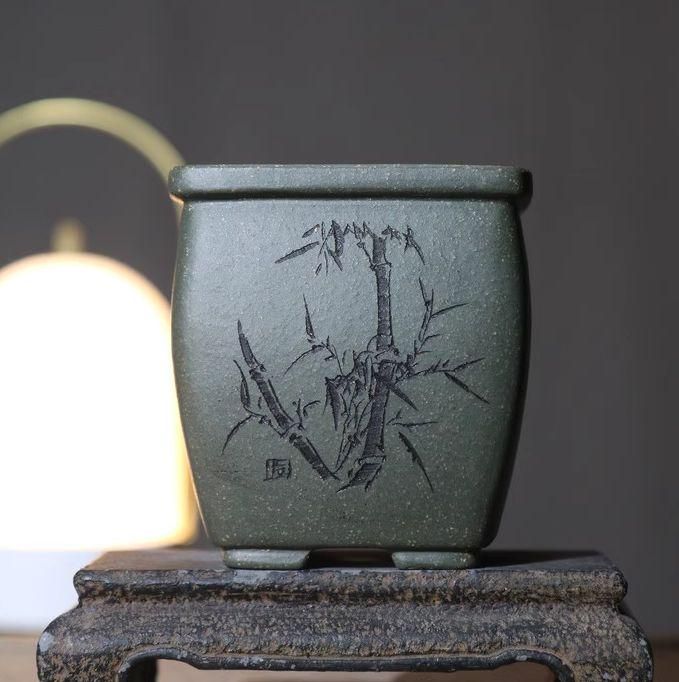 四角盆栽鉢 中国宜興 紫砂の鉢 盆栽鉢 植木鉢 小品盆栽鉢 大品