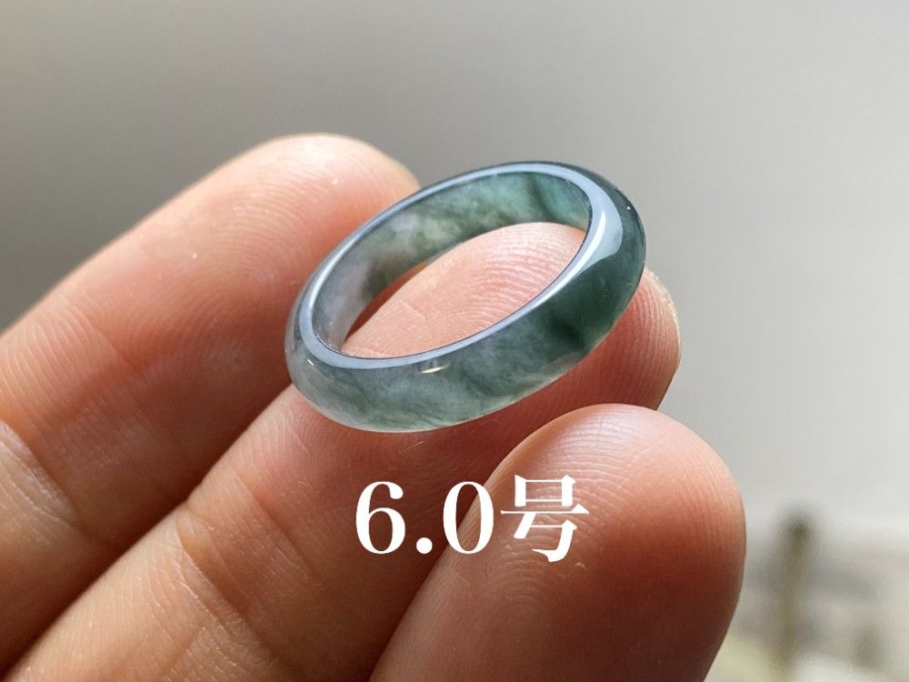 L12-117 ピンキーリング 高品質 氷種 黒翡翠 6.0号 天然