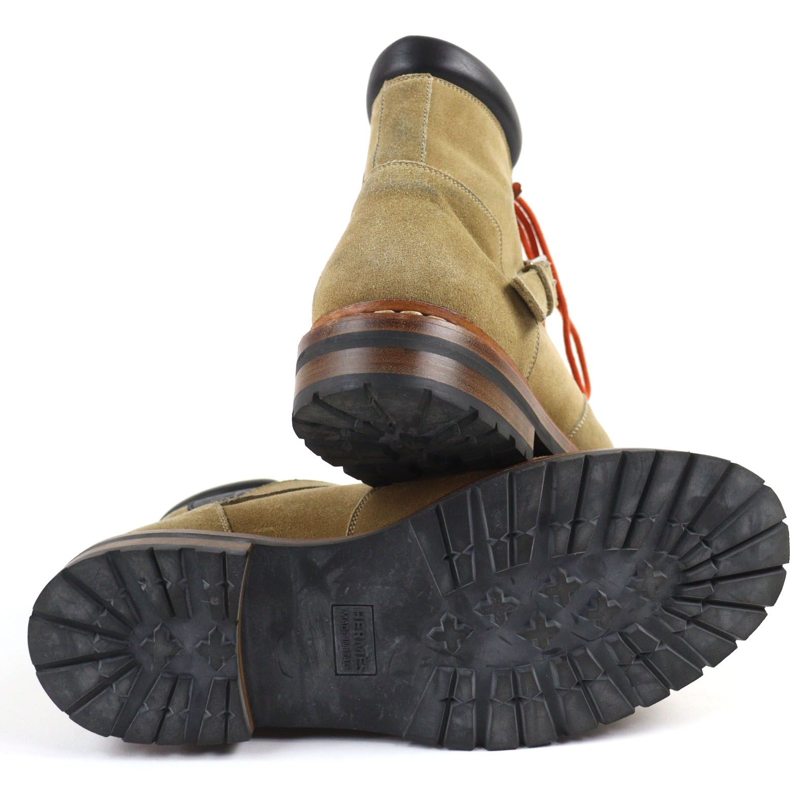 HERMES★スエード ハイカットブーツ ベージュ 革　イタリア製 エンブレム HERMES☆スエード ハイカットブーツ ベージュ 革 イタリア製 エンブレム