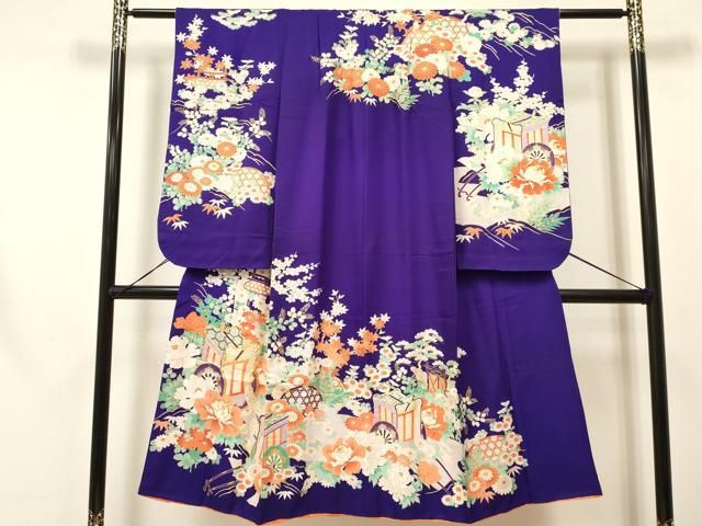 平和屋着物[]七五三 女の子 7歳 祝着 四つ身 駒刺繍 鴛鴦枝垂れ桜 暈し