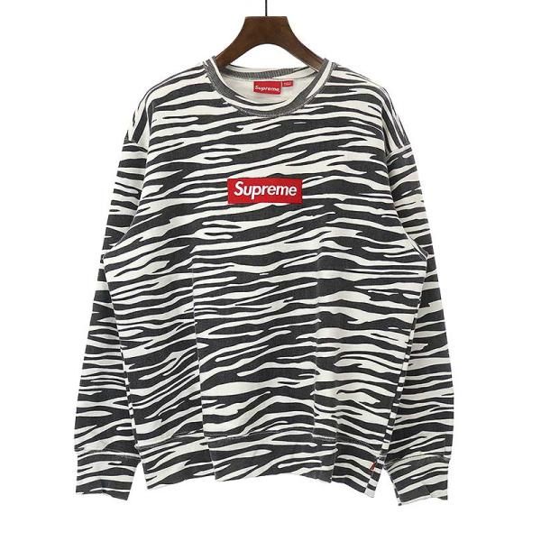 Supremeシュプリーム22AWBoxLogoCrewneckゼブラ柄ボックスロゴ