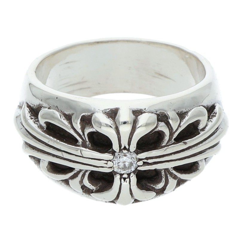 クロムハーツ FLRL CRS 1DIA フローラルクロス 1ダイヤ シルバーリング メンズ 20号