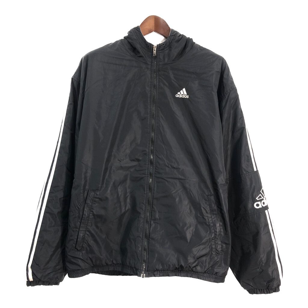 00年代 adidas アディダス ナイロン フリース ジャケット スポーツ ブラック (メンズ XL) 中古 古着 S6095