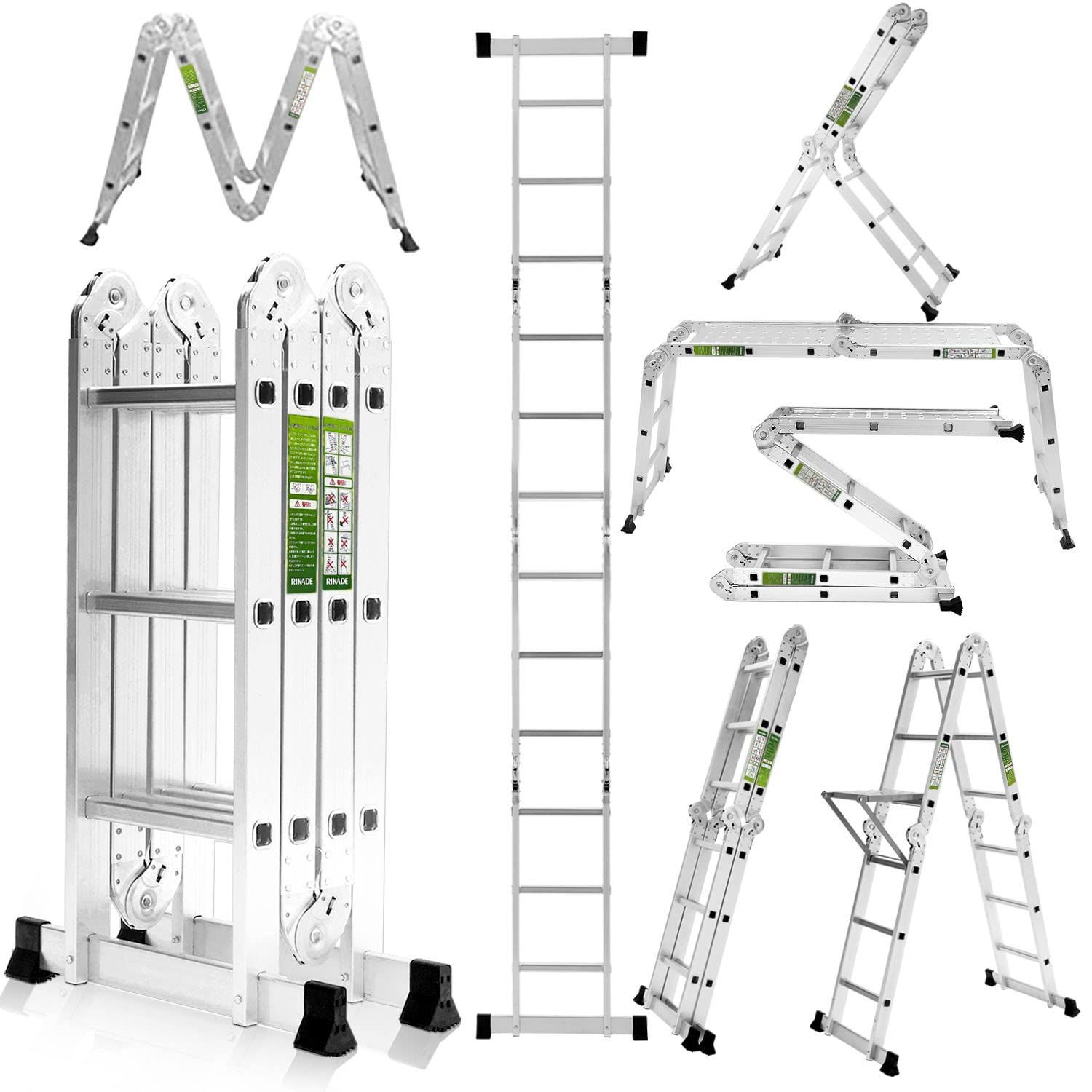 RIKADE 多機能はしご 3.5ｍ アルミ 多関節脚立 専用プレート3枚付き はしご兼用脚立 伸縮はしご 足場 作業台 折りたたみ コンパクト  持ち運びに便利 掃除 雪おろし 洗車 ガーデニング 軽量 耐荷重150kg - メルカリ