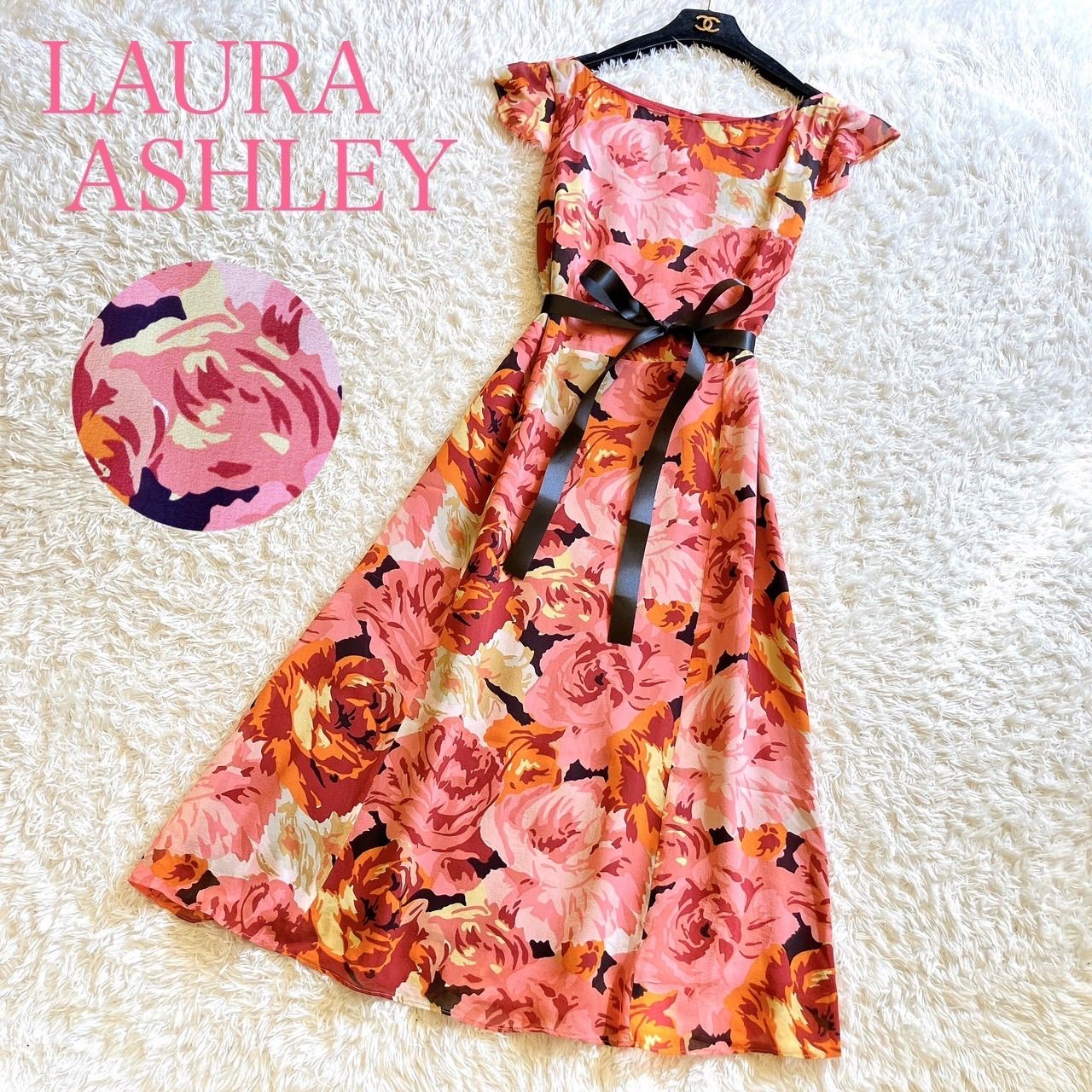 華やか♪美品 LAURA ASHLEY ローラアシュレイワンピース フレンチ  