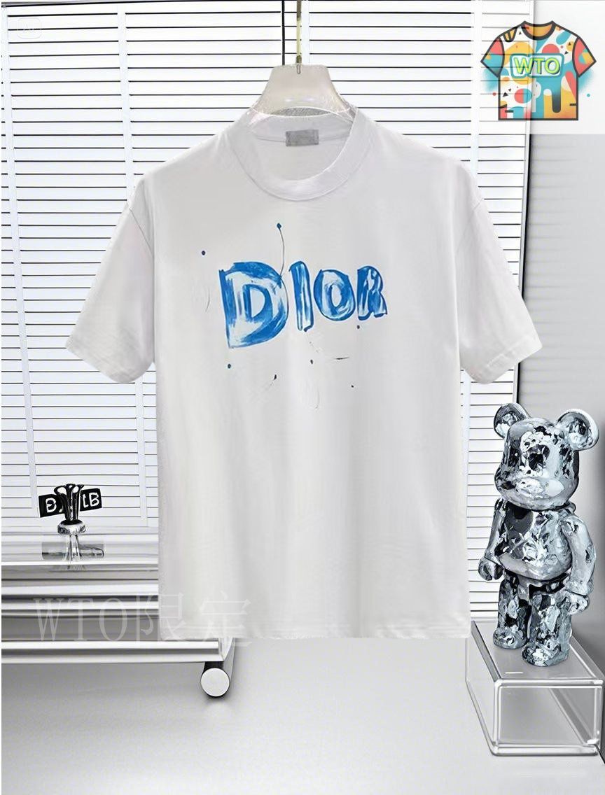 【素敵なプリント♪】DIOR 25SS コットン Tシャツ 今日特価】DIOR ディオール 25SS ロゴプリント T シャツ-1