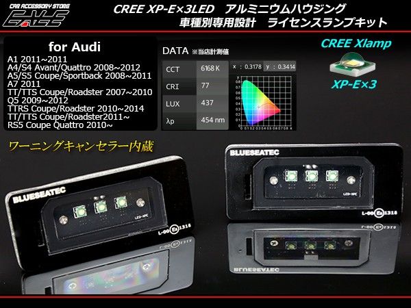 AUDI アウディ LED ライセンスランプ A1 A4 A5 A7 Q5 TTS TTRS CREE ナンバー灯