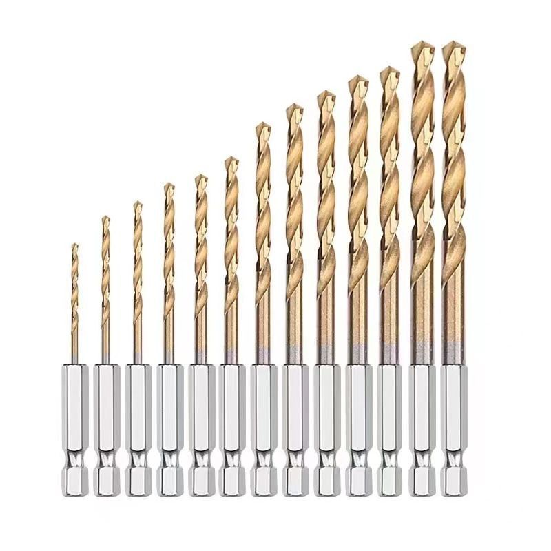 ドリルビット 13本セット 六角軸 6.35mm 高精度 ハイス鋼 チタンコーティング DIY 業務用 穴あけ 鉄・ステンレス対応 thumbnail 3
