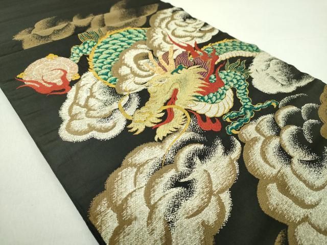 アンティーク着物 平和屋着物○アンティーク 大正ロマン 総刺繍 太鼓柄京袋帯 鳳凰