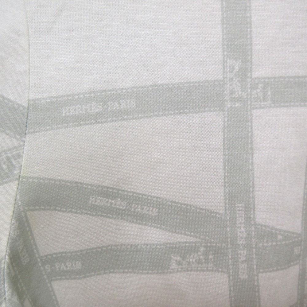 HERMES - 良品 HERMES エルメス マルジェラ期 ボルデュック柄 ラウンドヘム 長袖 Tシャツ カットソー Mサイズ ホワイト グレー レディース 古着 中古 USED 良品 HERMES エルメス マルジェラ期 ボルデュック柄 ラウンド