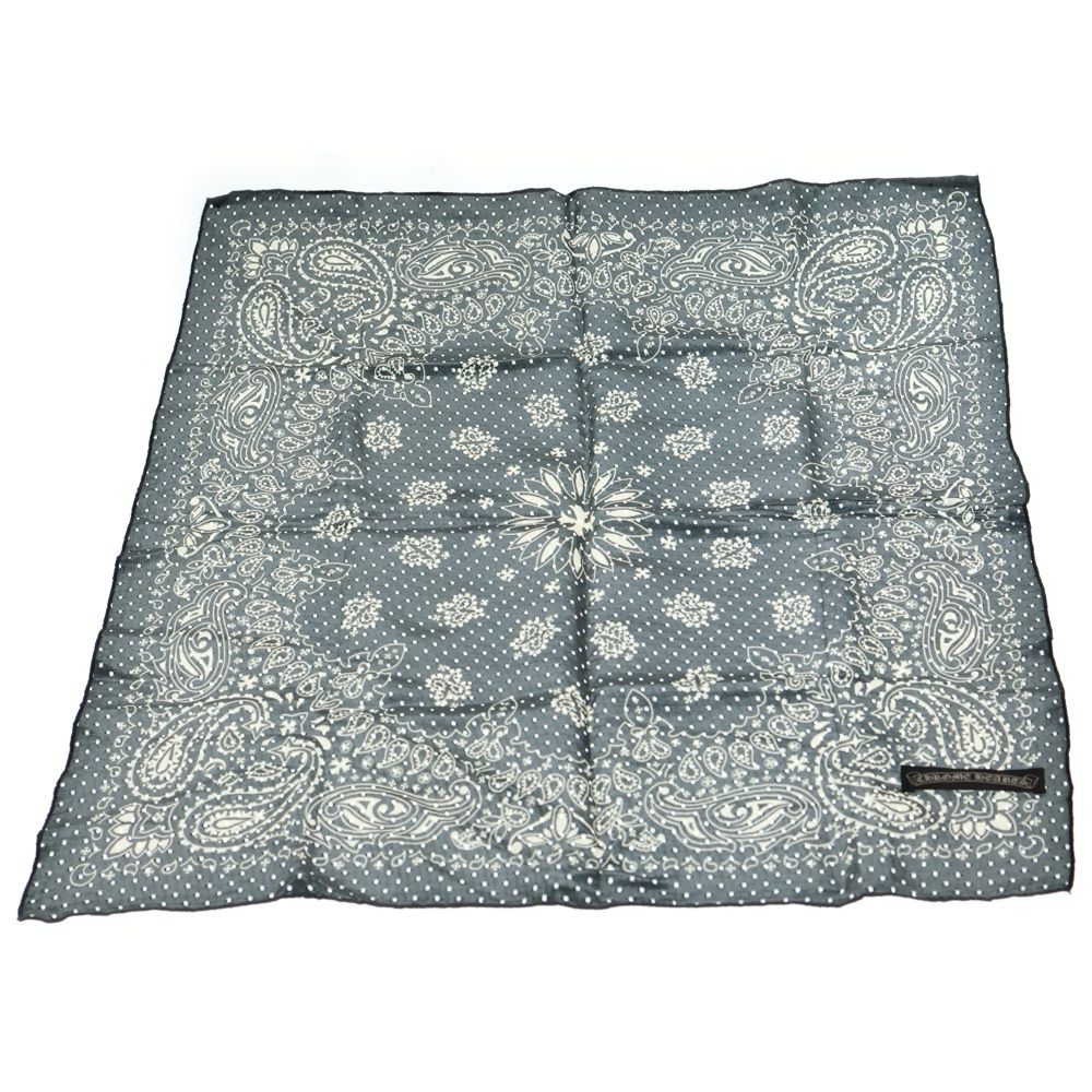 CHROME HEARTS クロムハーツ CHプラス ペイズリー柄 バンダナ スカーフ ブラック