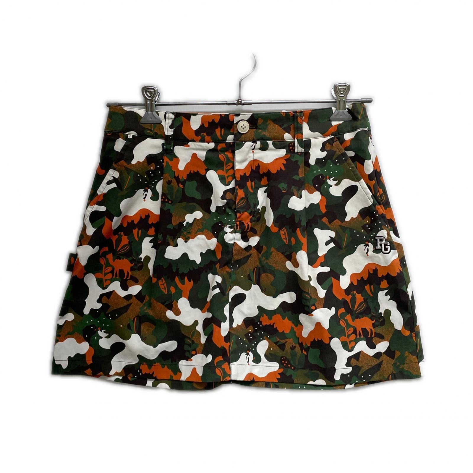 レディース パーリーゲイツ PEARLY GATES スカート 1 M グリーン系 総柄 麻混 ストレッチ