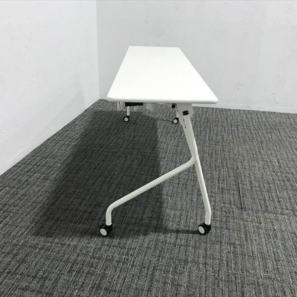 会議テーブル フラップ式 幕板付 ホワイト