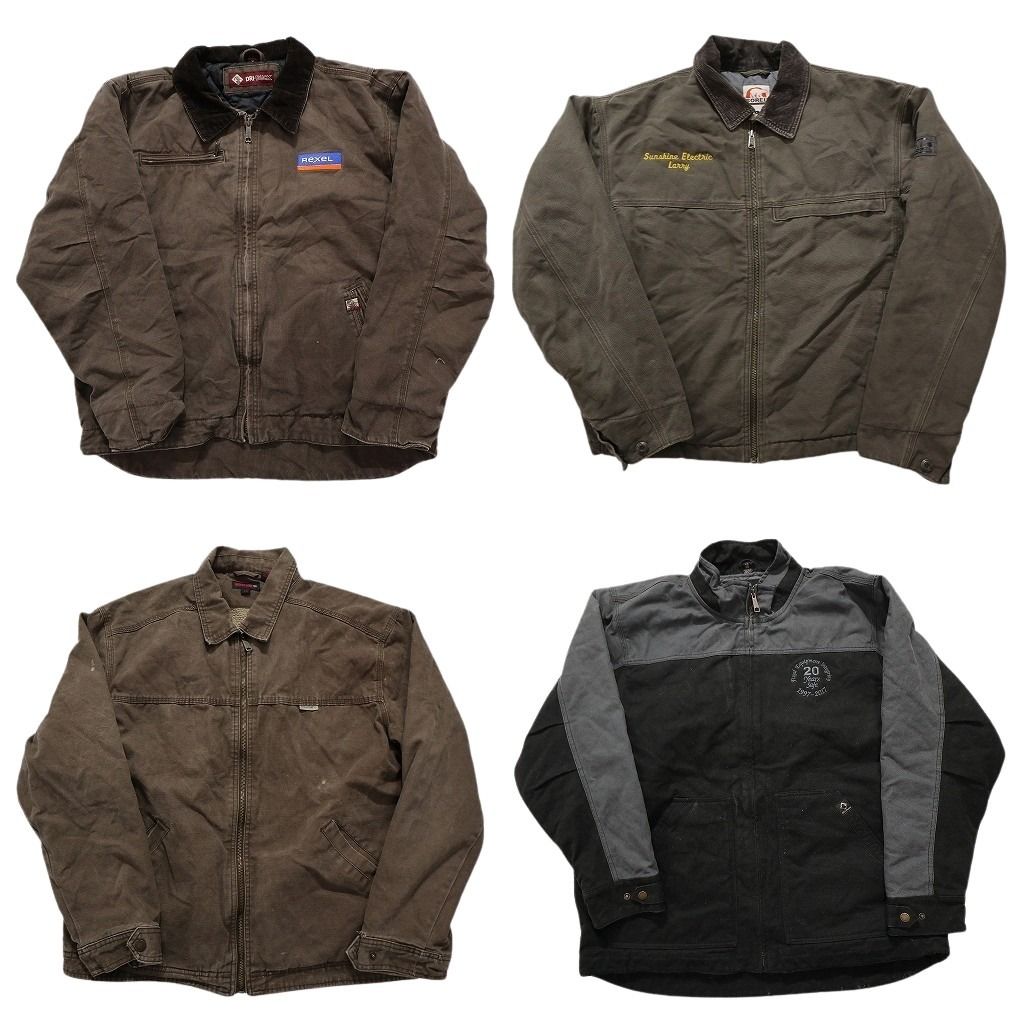 古着卸 まとめ売り デトロイト型 ダック地 ジャケット 4枚セット メンズ L |XL フェード 切替え 刺 ワーク 古着 NC0107