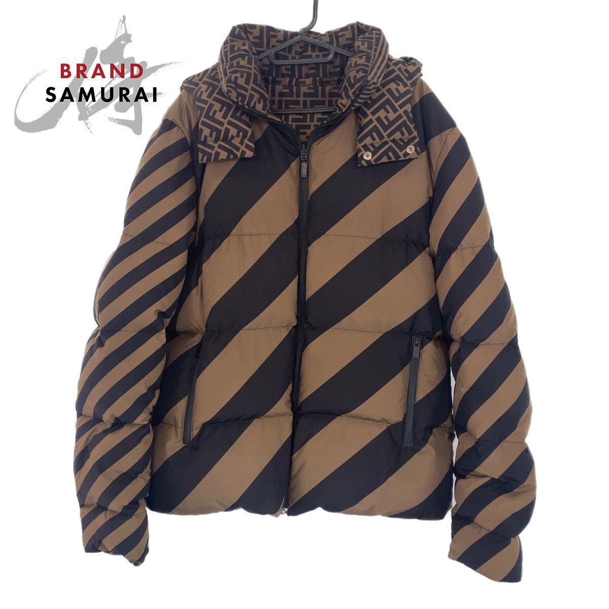 フェンディ FENDI - ウール カーキ×黒 ペカン/ズッカ柄 マフラー フェンディ FENDI - ウール カーキ×黒 ペカン/ズッカ柄 マフラー