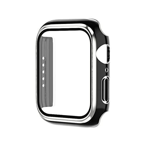 49mm_光沢のブラック＆シルバー 2023強化版AMAPC for Apple Watch ケース Apple Watch 49mm ケース 2023 Apple Watch Ultra 2Apple Watch Ultra 49mm 用 ケース 一体型 a