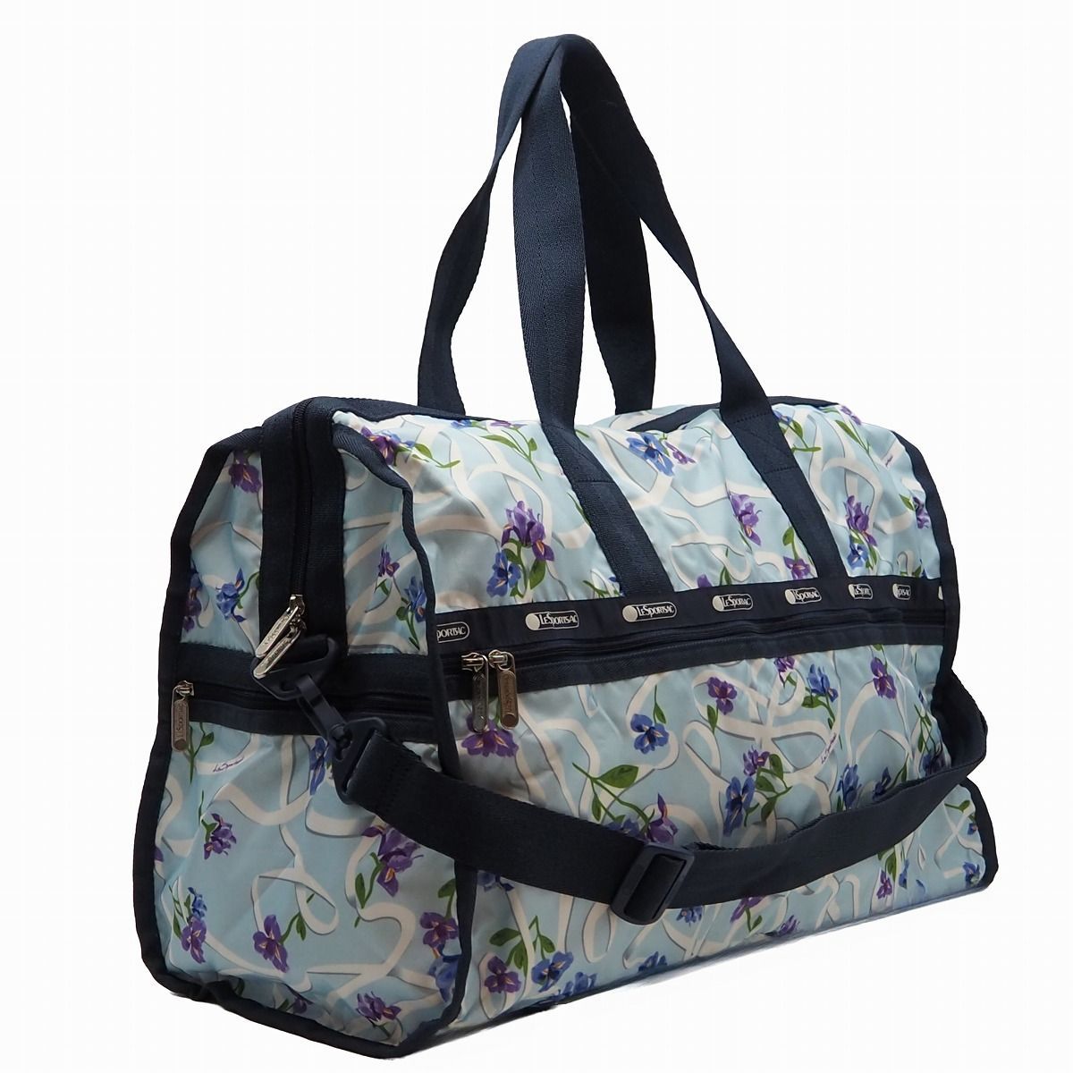 【N 新品/未使用品】LeSportsac レスポートサック DELUXE LG WEEKENDER リボンズオブホープ ボストンバッグ 旅行鞄  旅行バッグ ショルダーバッグ 2WAY キャリーオン ポリエステル マルチカラーシルバー金具 4319 G823