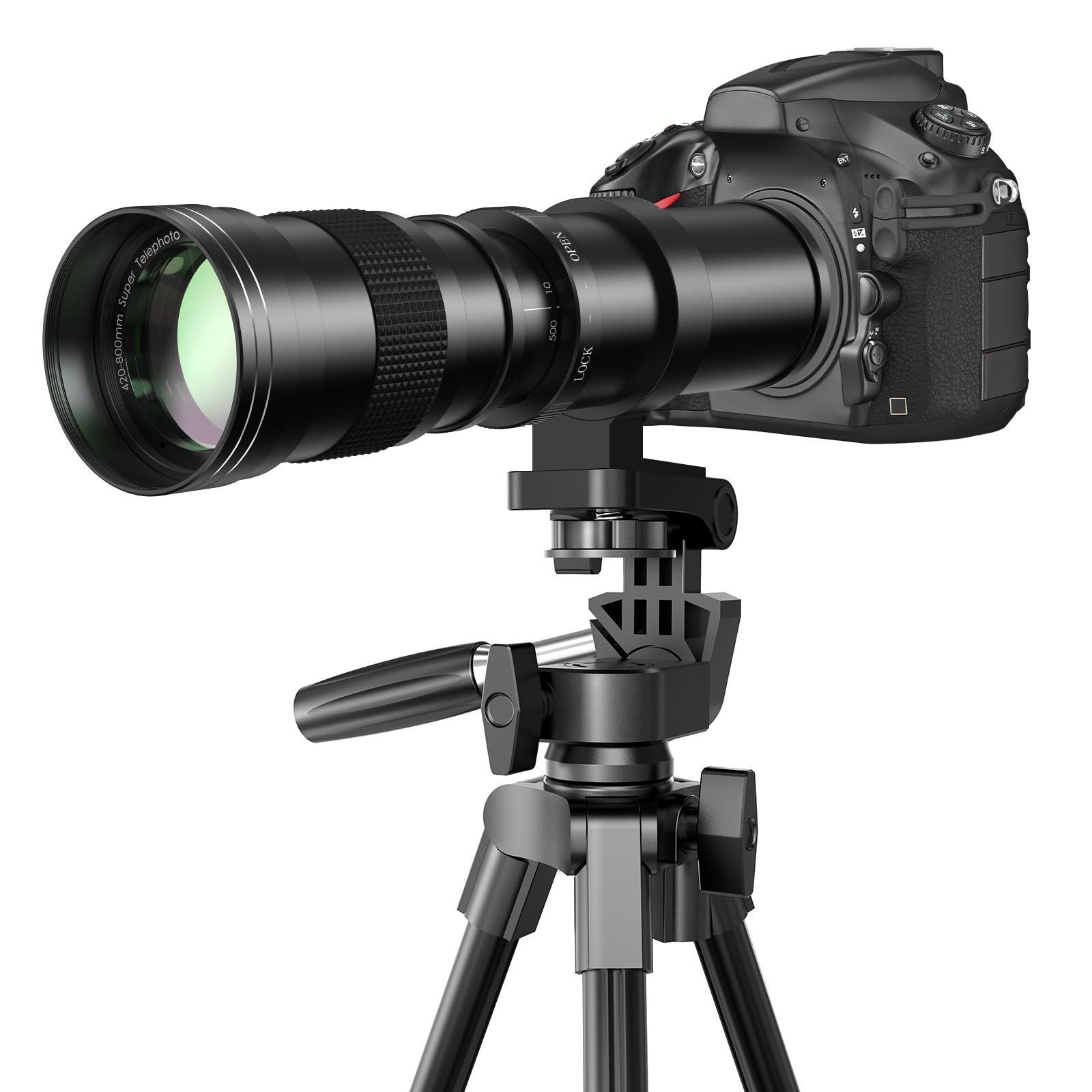 マニュアルズーム望遠レンズ 対応ニコンF-mount + T-マウント対応ニコンD5500 D3300 D3200 D5300 f/8.3 D3400 D7200 D750 D3500 D7500 D500 望遠レンズ420-800mm D600 D700 D