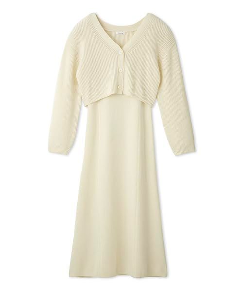Size Free Size_Color ホワイト フレイ アイディー カーディガンセットニットキャミソールワンピース FWNO245066 レディース WHT