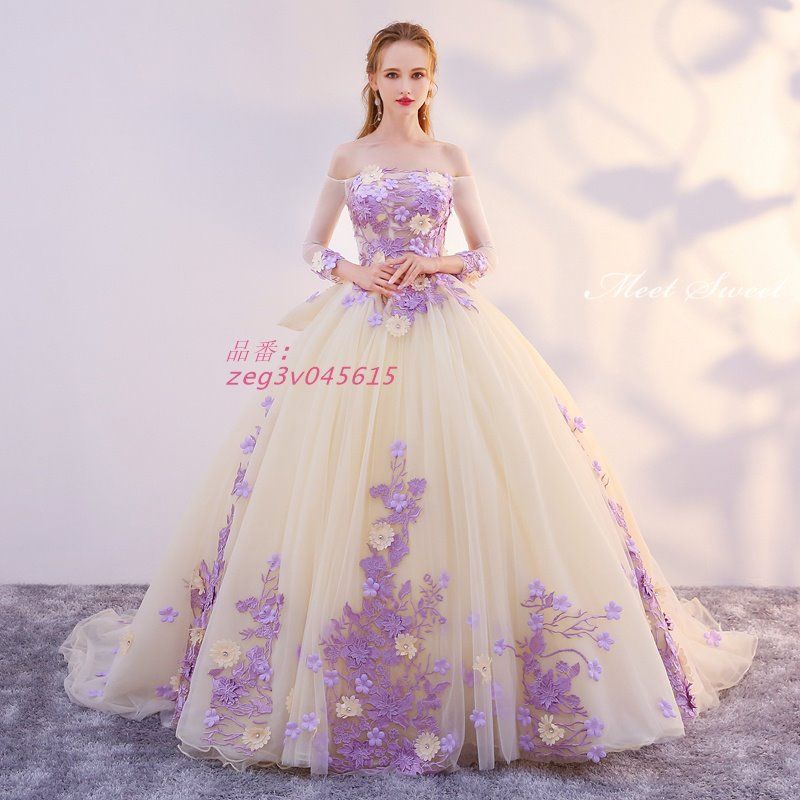 ドレス パーティードレス ロングドレス 結婚式 二次会 発表会 ウェディングドレス ステージドレス プリンセスラインドレス ウエディングドレス コンサート zeg3v045615