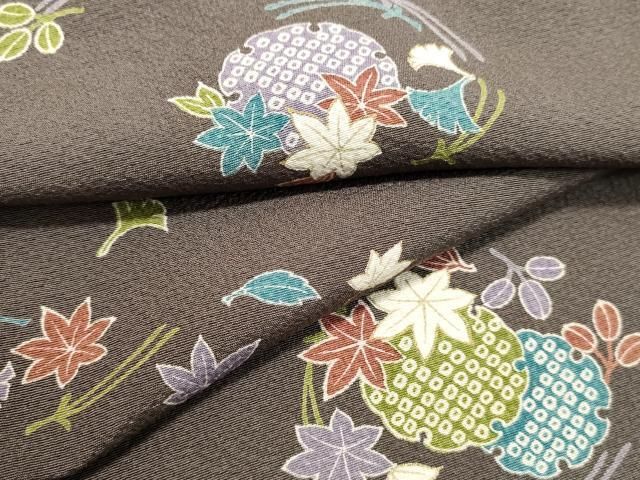 平和屋着物●上質な小紋　雪輪重ね草葉文　金彩　正絹　逸品　DAAU0639tw 平和屋着物○上質な小紋 雪輪重ね草葉文 金彩 正絹 逸品 DAAU0639tw