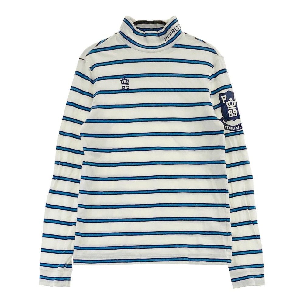 サイズ：1 PEARLY GATES パーリーゲイツ  ハイネック 長袖Tシャツ ボーダー柄 ホワイト系 [240101361083]# ゴルフウェア レディース ストスト